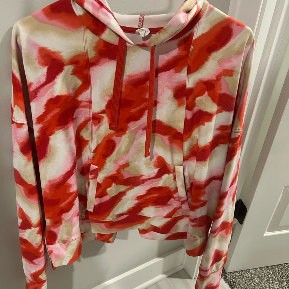 Ideology Red and Pink Tie-Dye Hoodie